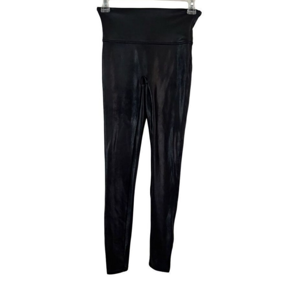 SPANX Faux Leather Pull On Skinny Leggings Black sz S - Picture 3 of 9
